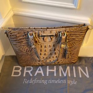 Brahmin crocodile, embossed leather tasseled